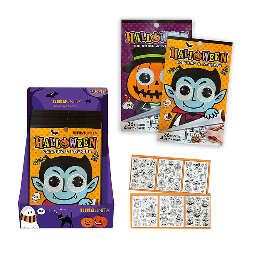 TINTA UNITA 26 HALLOWEEN COLORING & STICKERS EXPO 12PZ 63561