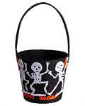 CARNIVAL HALLOWEEN SECCHIELLO NERO FELTRO CON SCHELETRI 19506